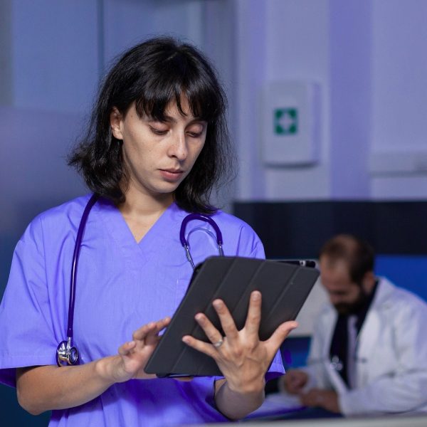 women checking medical reports